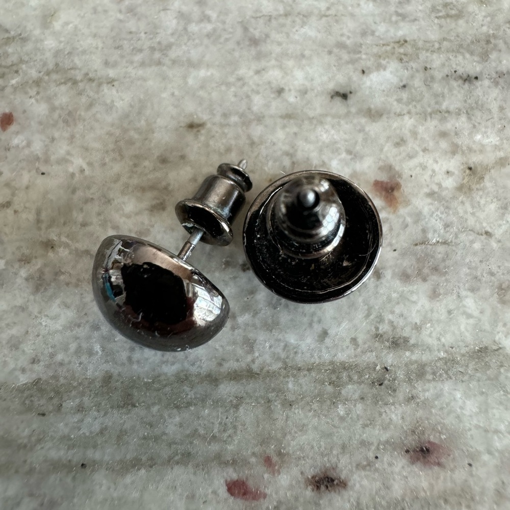 Hematite half sphere earrings